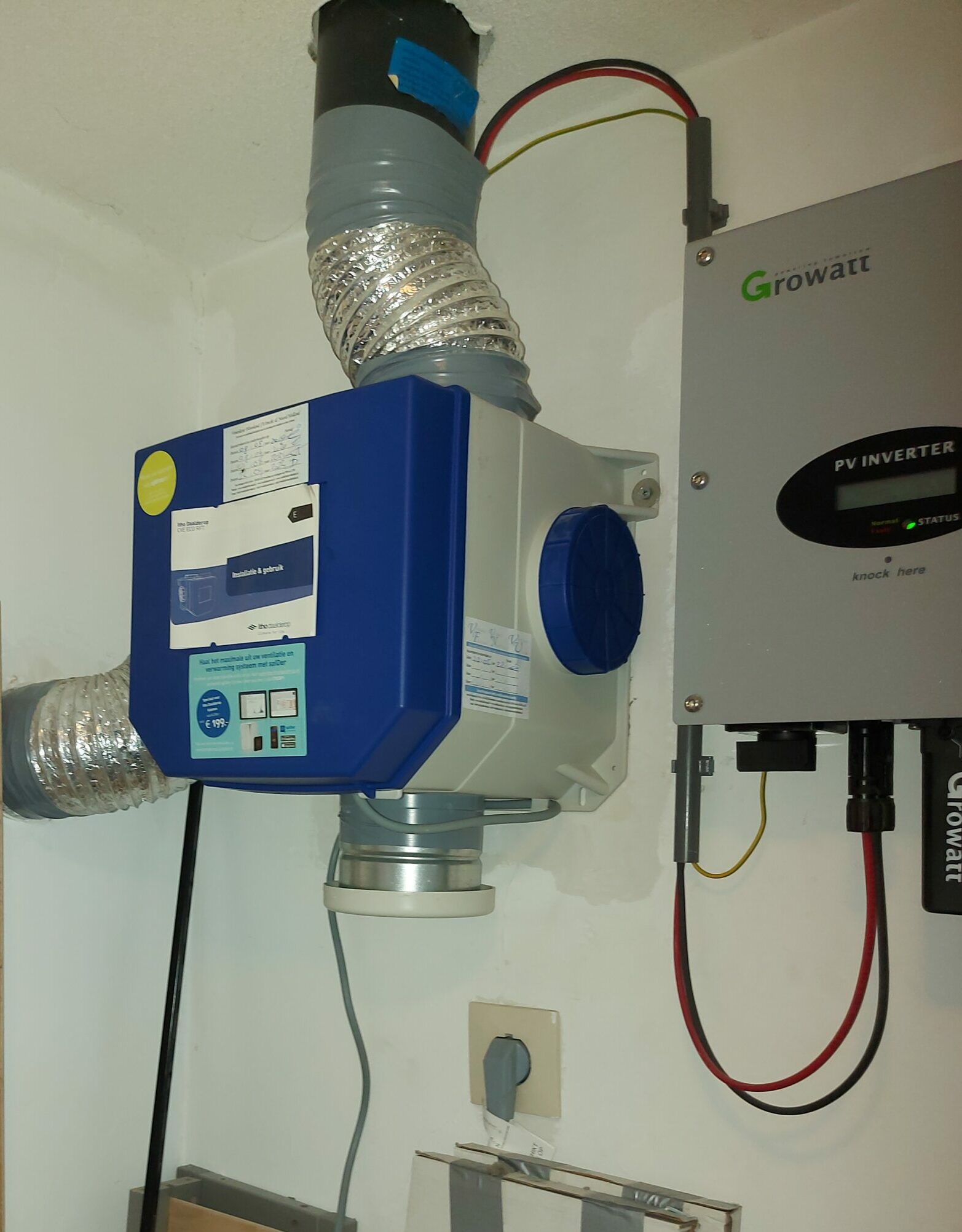Kabels door ventilatiekanaal
